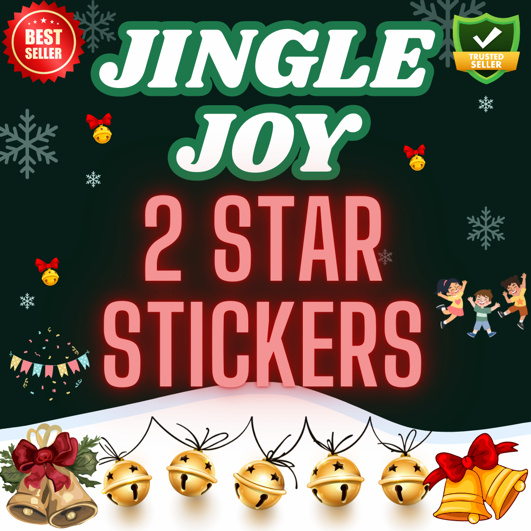 🎄 JINGLE JOY! 2 STAR STICKERS 🎄