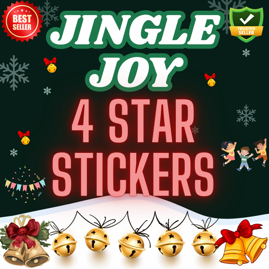 🎄 JINGLE JOY! 4 STAR STICKERS 🎄